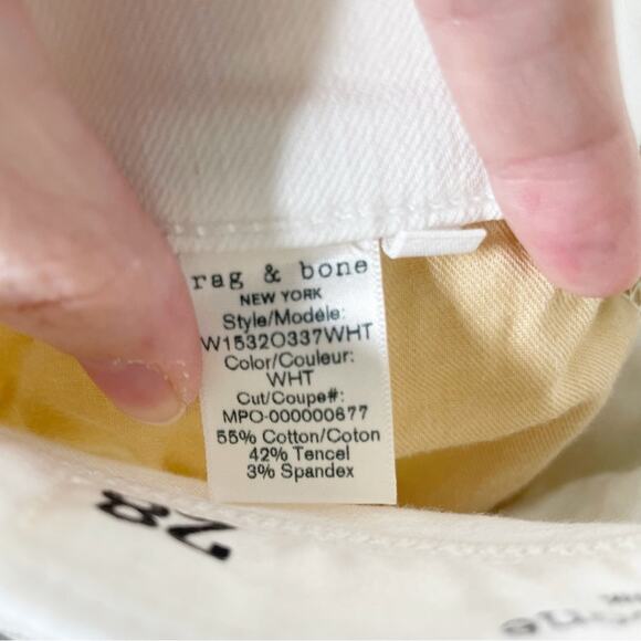 Rag & Bone High Rise Skinny Stretchy Finished Hem Classic Jeans White Size 28 - Picture 7 of 12